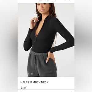 JOAH Brown half zip mock neck black small